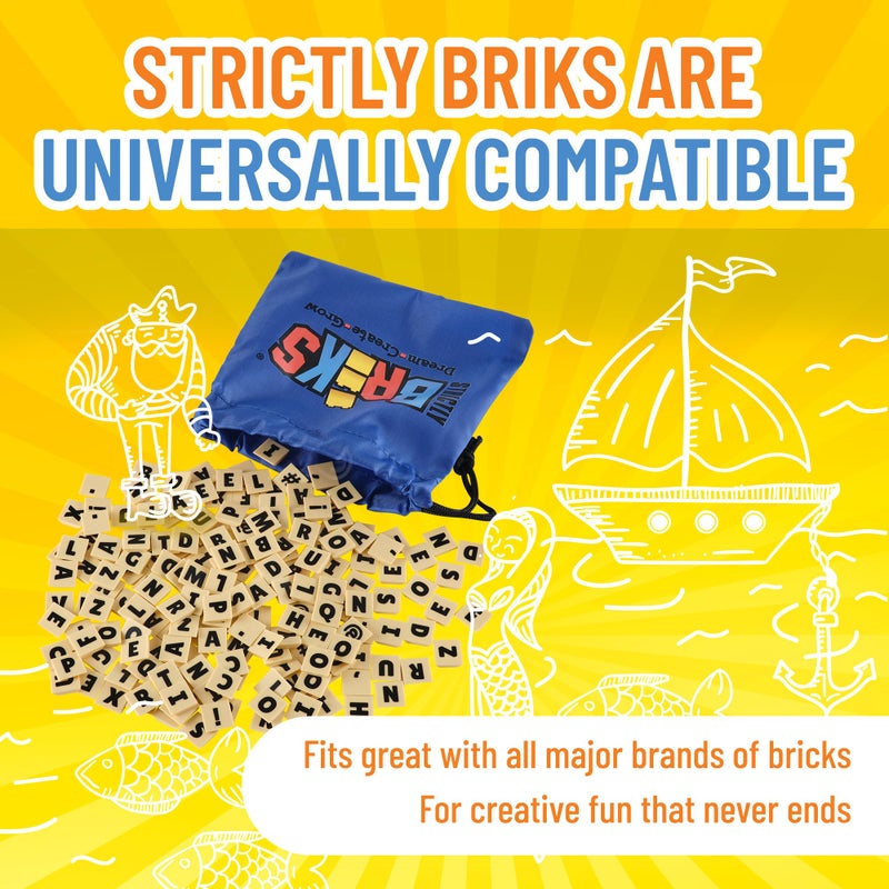 Strictly Briks AlphaBriks, 200 Pieces, 2x2 Alphabet Letter Bricks with Drawstring Bag, Easy to Remove, Fun and Educational Tool, 100% Compatible with All Major Brands - Image 4